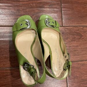 Franco Sarto Lime Green Buckle Heels